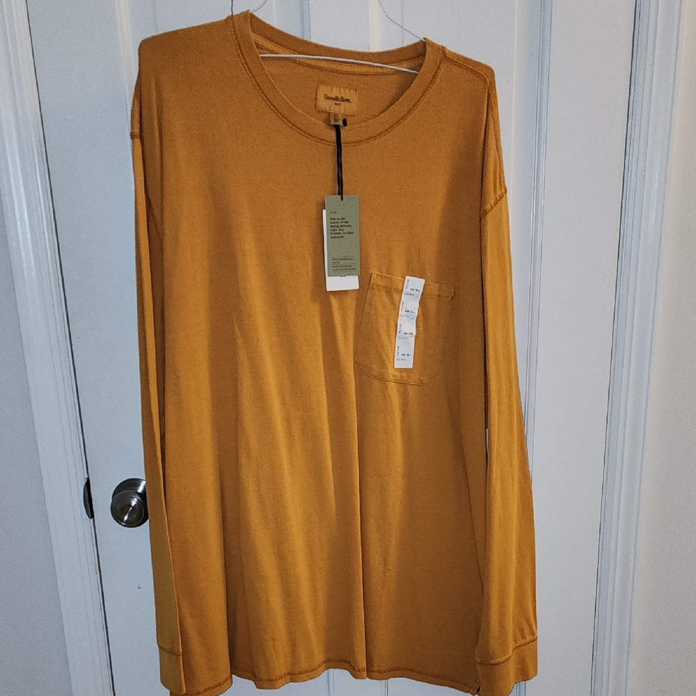 Men's Mustard Long Sleeve Shirt GOODFELLOW
